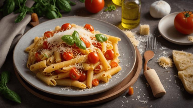 Receita de Macarrão com Tomate, Parmesão e Manjericão 🍝🍅🧀