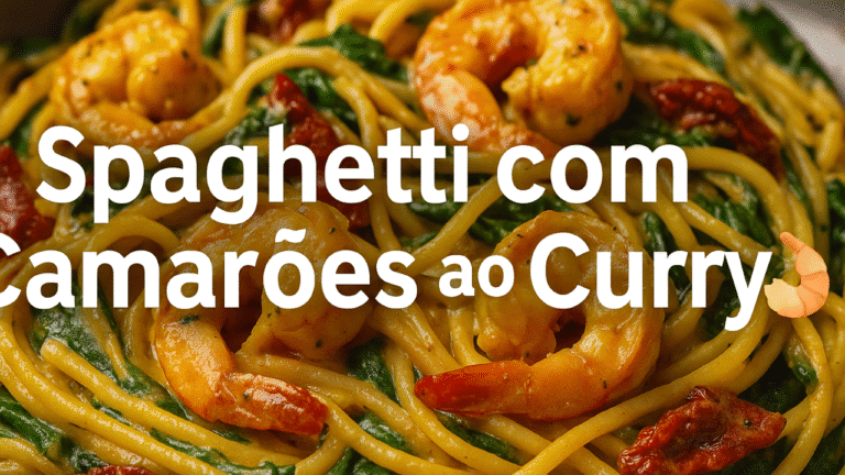 🍤 Spaghetti com Camarões ao Curry com Espinafre e Tomate Seco 👨🏼‍🍳