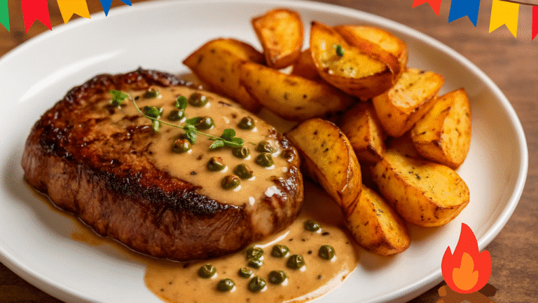 Como Fazer um Bife Steak com Molho de Pimenta e Batatas Crocantes 🥩🥔😘