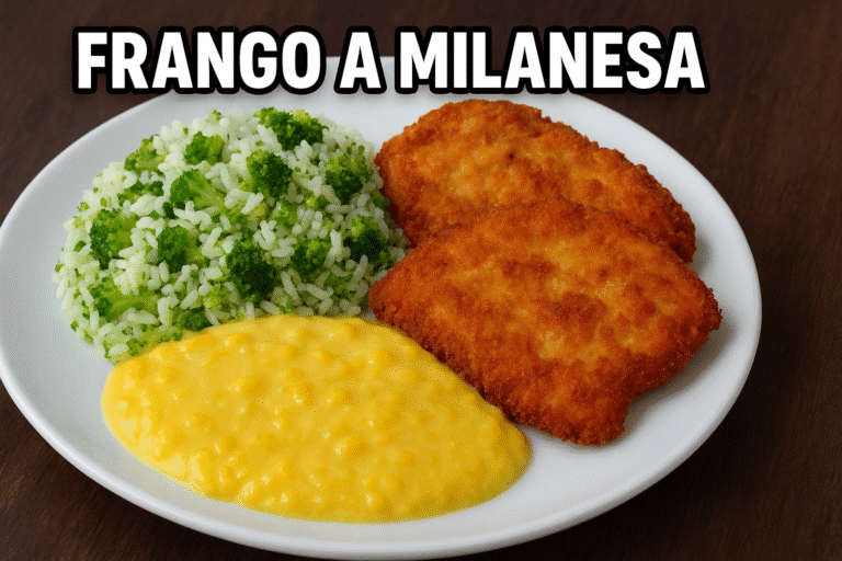 Como fazer um delicioso Frango à Milanesa com Creme de Milho e Arroz de Brócolis 🌽🥦🍗