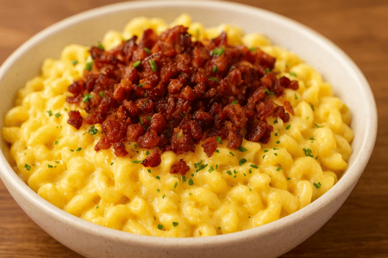 Receita Fácil e Deliciosa: Macarrão com Queijo e Farofa de Bacon Crocante 🔥