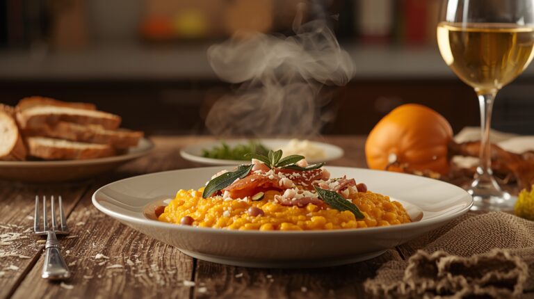 Como fazer um incrível Risotto de abóbora com queijo brie e crispy de presunto parma 🎃