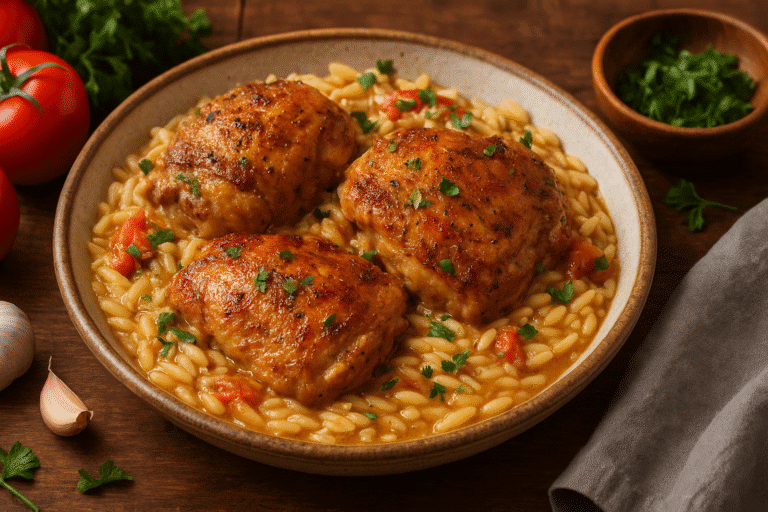 🍗 Como fazer um incrível Risoni com Sobrecoxa de Frango 👨‍🍳
