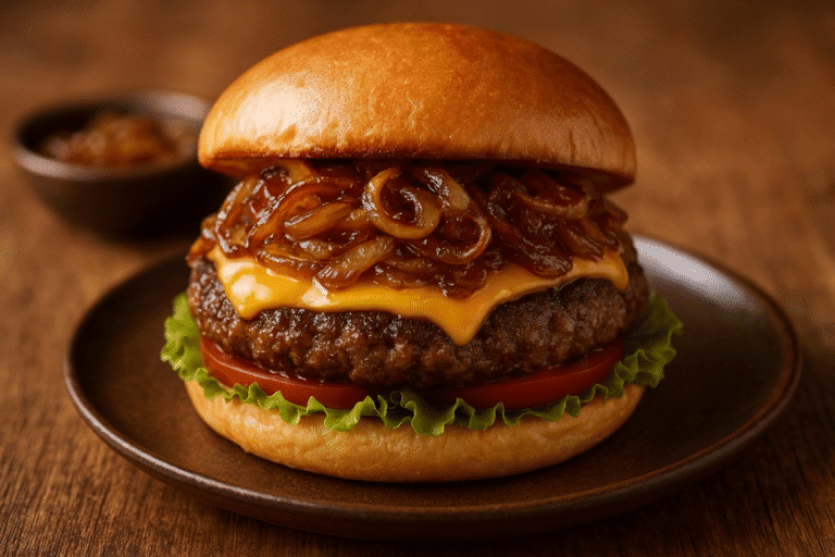 🍔 Como Fazer um Saboroso Hambúrguer com Cebola Caramelizada 😋