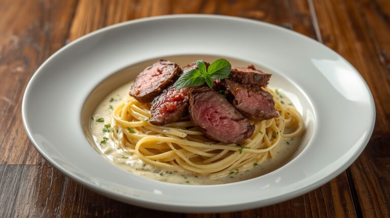 Tagliatelle com Iscas de Mignon e Queijo Azul 🍝😋
