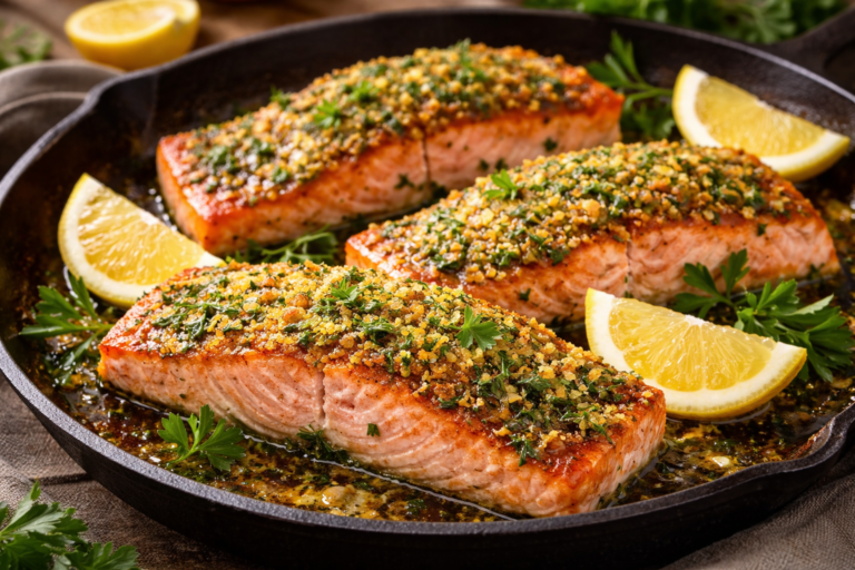 🐟🌿 Salmão Grelhado com Crosta de Ervas: Receita Simples, Saudável e Sofisticada